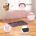 thumbnail image 5 of CL.HPAHKL Durable Wire Dog Crate, Folding Metal Dog Kennel Double Door Dog Cage with Plastic Tray, Pet Crate for Large Dog Indoor Outdoor Travel (Pink, 36 inch), 5 of 8