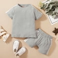 thumbnail image 2 of Mercatoo Summer Clothes for Toddler Boys Baby Boy Clothes Outfits Cotton O Neck Short Sleeve Casual 2PC Set Boy Baptism Outfit, 2 of 9
