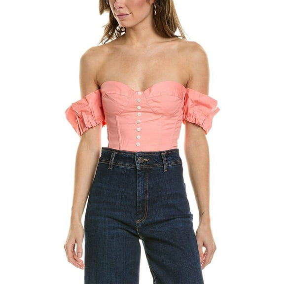 STAUD womens Bouvier Top, XS, Pink