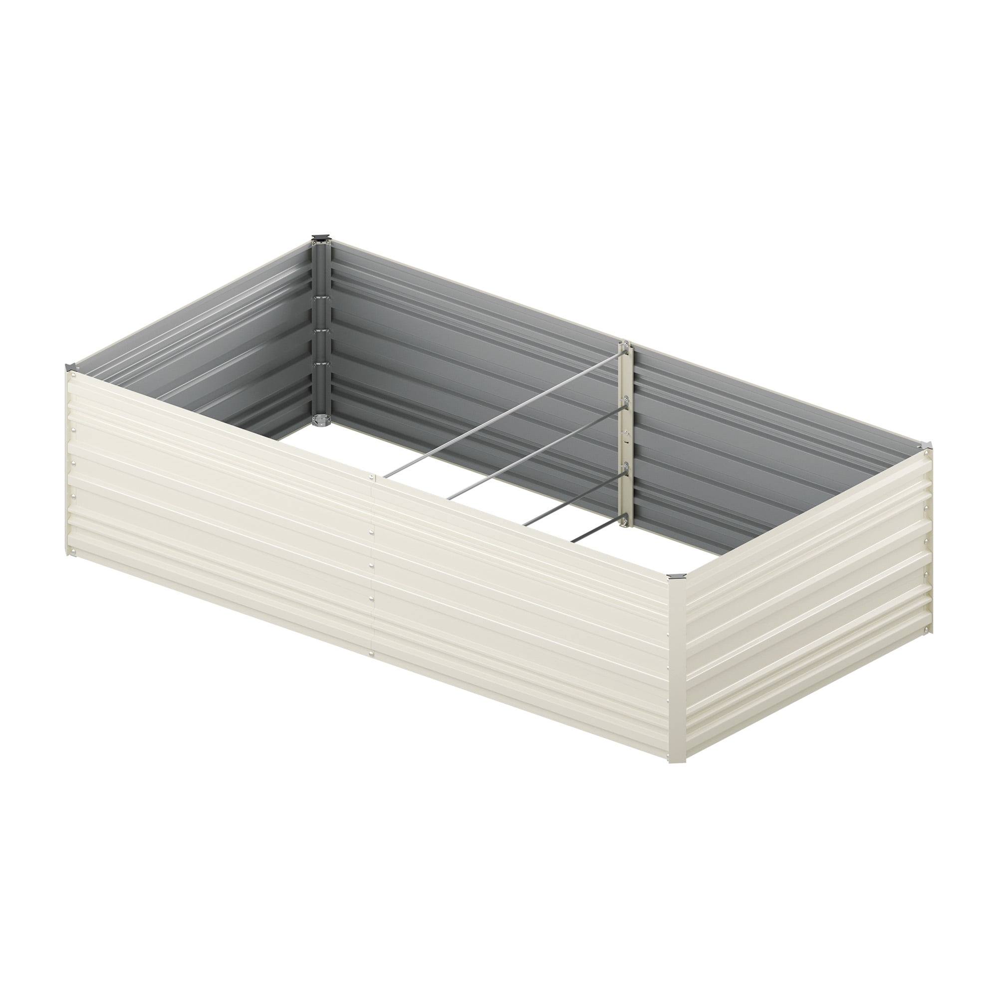 WORKPRO Galvanized Raised Garden Bed, 7.5 x 4 x 2 ft Outdoor Garden Planter Box for Vegetables, Flowers and Herbs, White