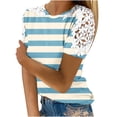 thumbnail image 2 of Fiudx Liquidación de Ahorros de Verano Blusa de Manga Corta con Cuello Redondo y Estampado para Mujer, 2 of 5
