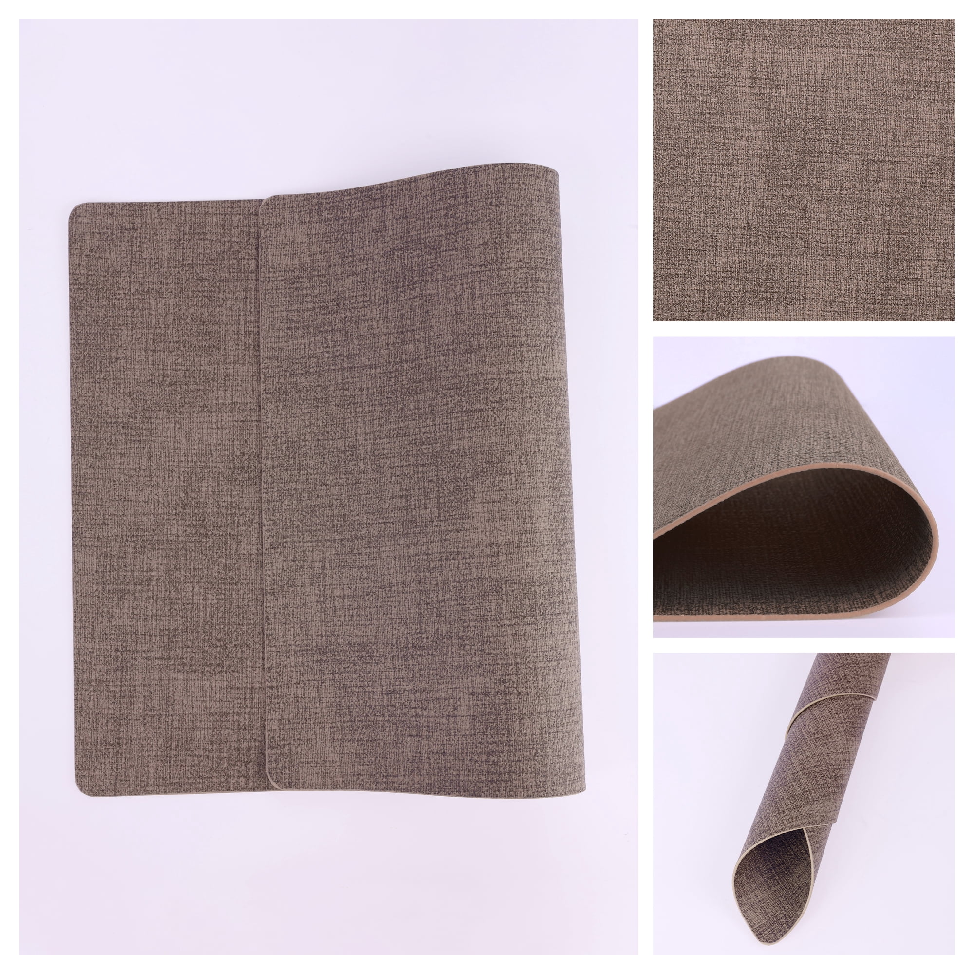 Unique Bargains Faux Leather Table Placemats for Kitchen Dining Table Light Coffee 17x12in