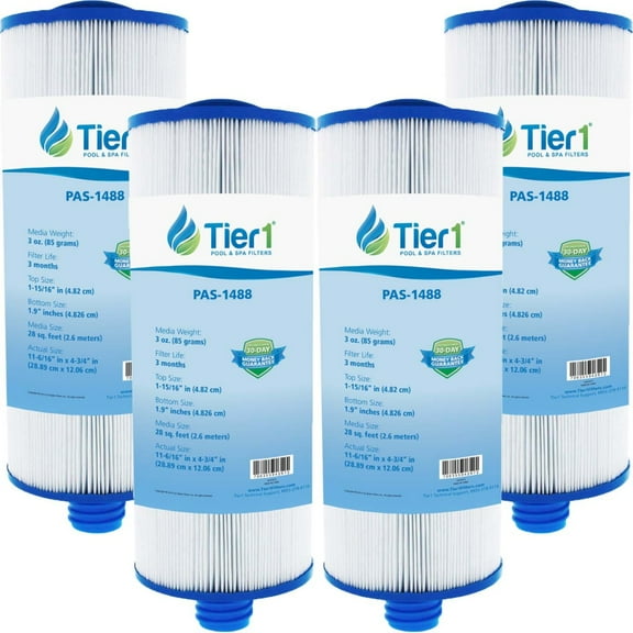 Tier1 Pool & Spa Filter Cartridge 4-pk | Replacement for Saratoga Spa, Pleatco PSG27.5P2, Filbur FC-0197, SD-00018 and More | 28 sq ft Pleated Fabric Filter Media