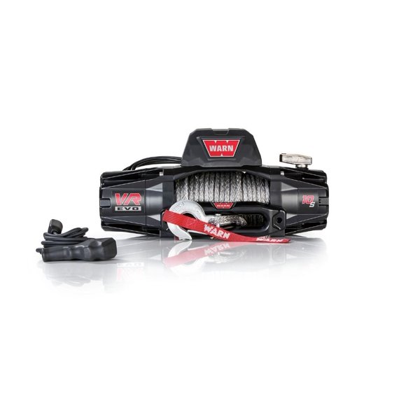 Warn Winch 103253 VR10-S; Vehicle Mounted; Vehicle Recovery Winch; 12 Volt Electric; 10000 Pound Line Pull Capacity; 90 Foot Synthetic Rope; Hawse Fairlead; Wired Remote; Planetary Gear Drive