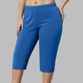 thumbnail image 2 of zaveiop Women Capri Pants Plus Size Stretch Knee Length Leggings Elastic Waist Casual Summer Ladies Pull on Capris (Blue, XXXXL), 2 of 8