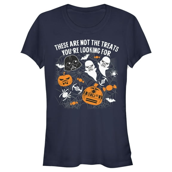 Junior's Star Wars Halloween Not the Treats  Graphic Tee Navy Blue Large