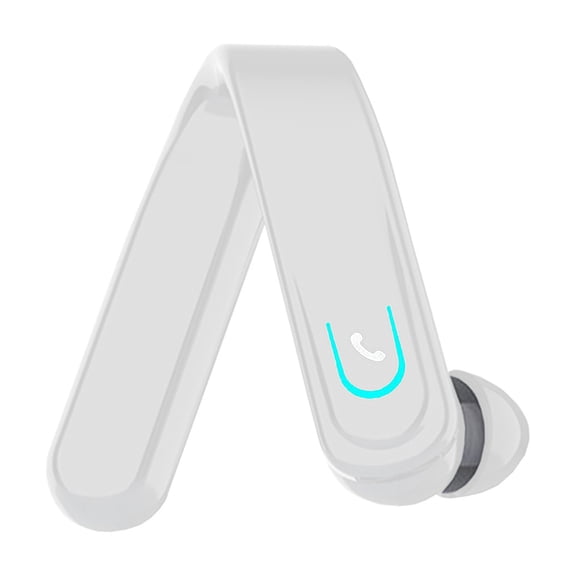 Single Ear Bluetooth Headset, Wireless Earpiece with Ear Hook, Stable Wireless Connection for Work, Travel and Daily Calls, White