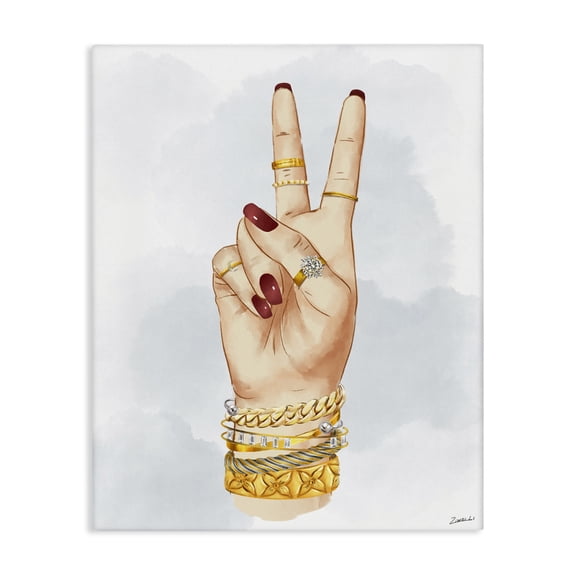 Stupell Industries Art Deco Fashion Peace Hand Sign Canvas Art, 16 x 20, by Ziwei Li