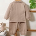 thumbnail image 6 of Quealent Toddler Boy Clothes Baby Outfits Fall Winter Long Sleeve Button Down Sweatshirt + Casual Pants 2pcs 18 Months - 5T (Beige, 18-24 Months), 6 of 8