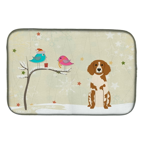 Carolines Treasures BB2544DDM Christmas Presents Between Friends Brittany Spaniel Dish Drying Mat