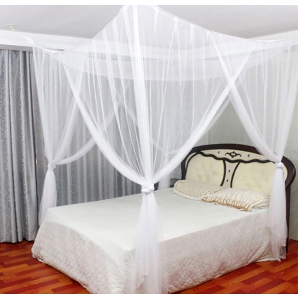 Wehilion Four Corner Post Elegant Mosquito Net, Full/Queen/King, White, 86.6" x 78.7" x 98.4"