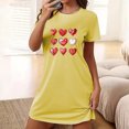 thumbnail image 2 of biudgviw Women's Valentines Nightgown Heart Print Graphic Sleepwear Short Sleeve Crewneck Sleepshirts Casual Soft Pajama Dress S-XXL, 2 of 5