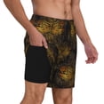 thumbnail image 2 of Rateoe Gold Dragonfly Mandala Pattern Men’s Swim Shorts with Compression Liner – Double-Layered Quick-Dry Swimwear, Comfortable & Stretchy Beach Shorts-Large, 2 of 6