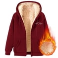 thumbnail image 6 of idosla Womens Fleece Lined Zip Up Hoodie Thermal Warm Sherpa Pullover Sweatshirts Love Heart Print Sweaters Cute Tops (Watermelon Red, L), 6 of 7