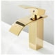 thumbnail image 2 of Grifo de lavabo, grifo de baño moderno de un solo orificio con caño en cascada, color dorado, 2 of 5