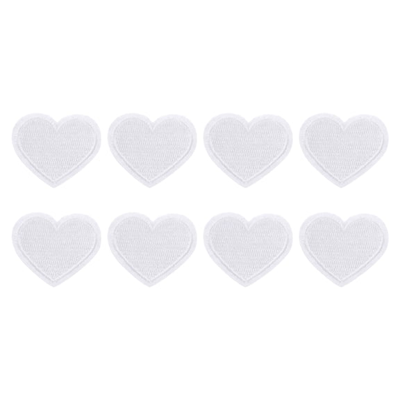 Uxcell 8Pack Iron on Heart Patches Sew on Heart Embroidered Patches, 40mm White