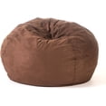 thumbnail image 2 of 5-Foot Comfortable High-Density Shredded Foam Bean Bag Chair with Removable Microsuede Cover, Ideal Reading and Bedroom Floor Lounge Chair for Kids and Adults, Brown, 2 of 5