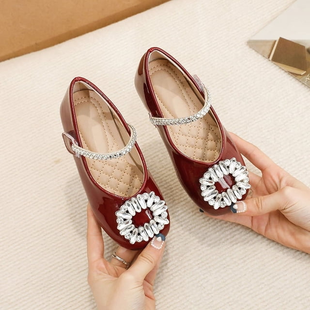 Zapatos de cuero para niñas, primavera y otoño, zapatos de princesa negros, zapatos individuales de bebé con suela suave para primavera y otoño para niños