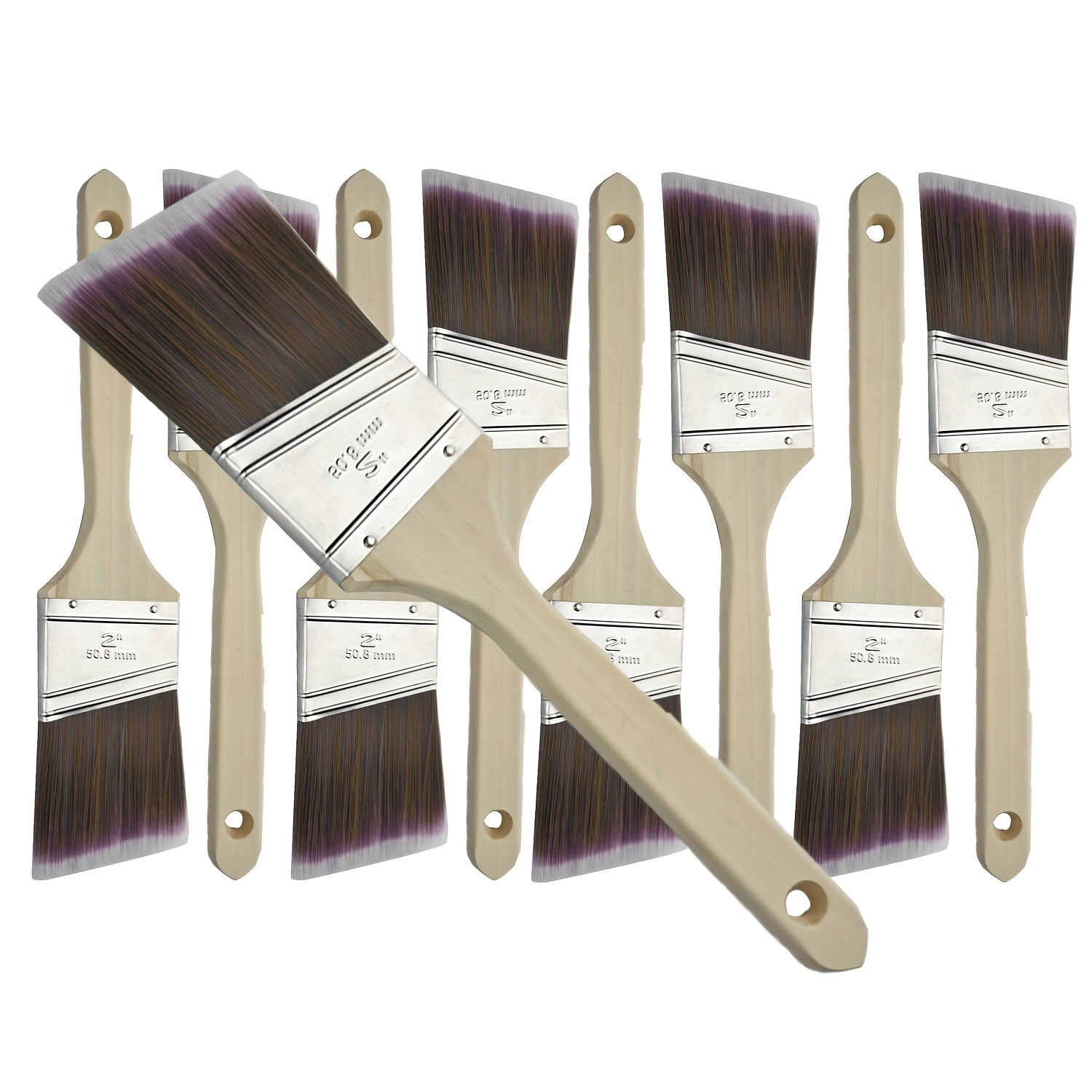 5-Pack Metal Bristle Paint Brushes for Precise Water-Based Latex Painting in Tight Spaces, Furniture, Ceilings & Wall Edges. Ideal for DIY & Pro Tools