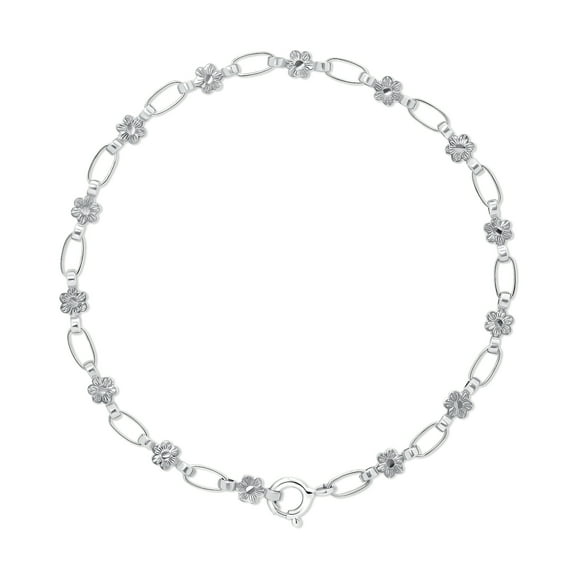Retro Link© Kids Sterling Silver Flower Bracelet, 5.5"- 6"