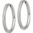 thumbnail image 2 of Stainless Steel Polished With Cz 2.5mm Hinged Hoop Earrings (24.6 X 24.75) Made In China sre1376, 2 of 5