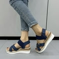 thumbnail image 6 of BONIXOOM Wedge Sandals for Women Clearance Fall Slip-On Wedge Casual Fashion Shoes for Women Blue Size 5.5, 6 of 7