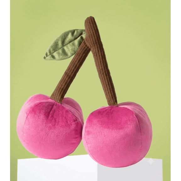 Phantoscope 12 inch Pink Cherry Plush Decorative Pillow, 3D Design, 1 Pack