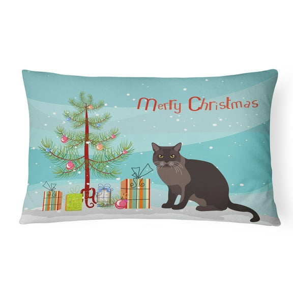Carolines Treasures CK4767PW1216 European Burmese Cat Merry Christmas Canvas Fabric Decorative Pillow, 12H x16W,