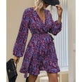 thumbnail image 5 of Dress Cheetah Ruffle Belted V Neck A Line Long Sleeve Elegant Casual Streetwear Dress XXL, 5 of 7