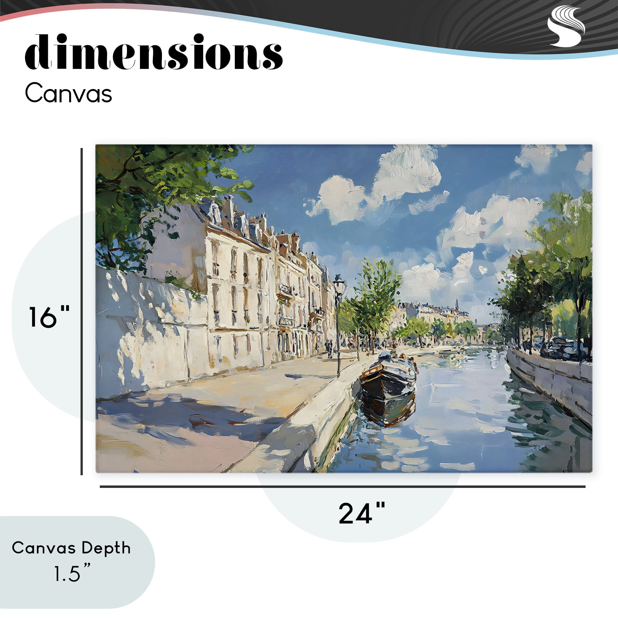 Stupell Industries Boat in Canal Summer Reflection Canvas Wall Art, design by Creative Studio