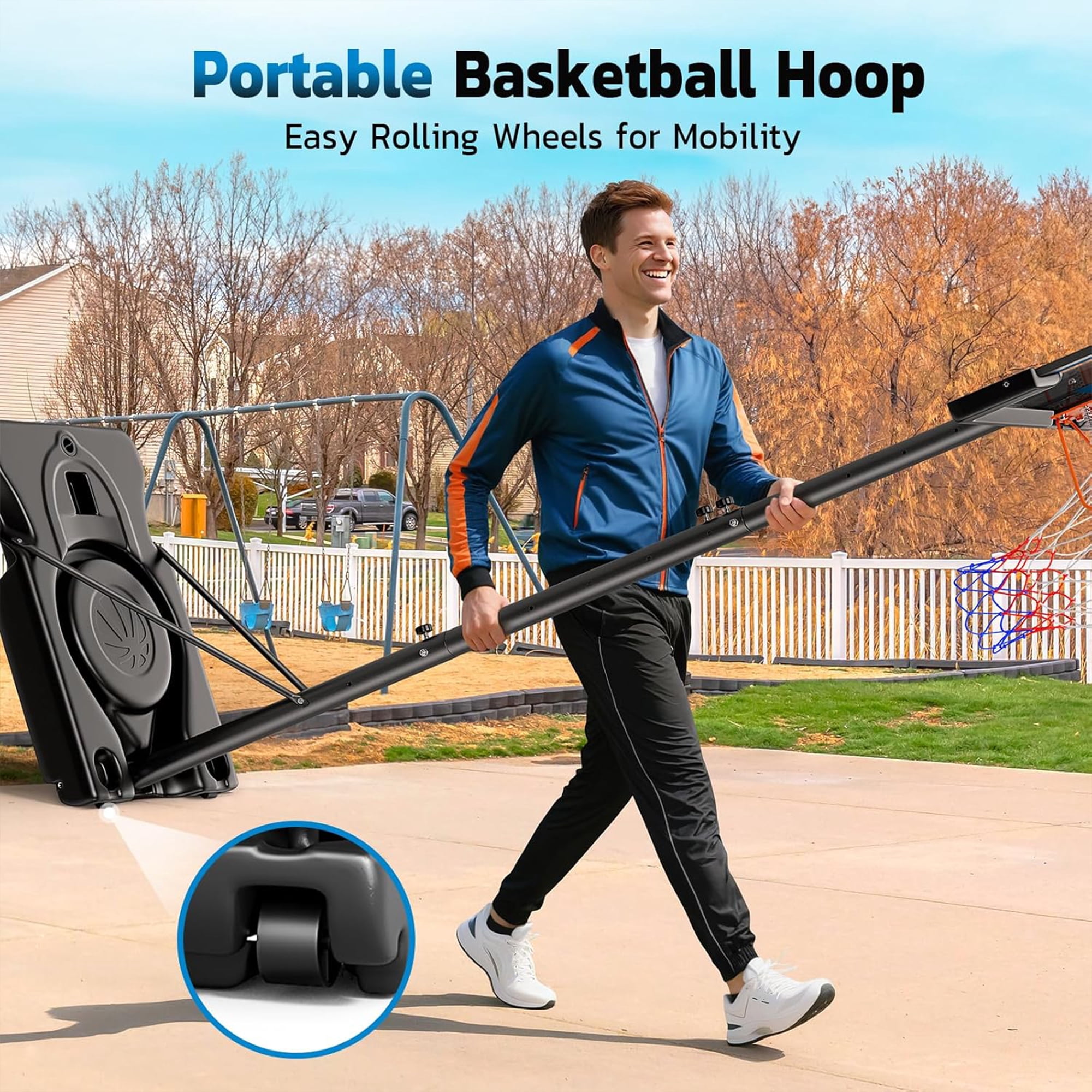 Toremore 46 In. Portable Basketball Hoop Outdoor, 4.4-10 FT Height Adjustable Basketball Goal System with Shatterproof Backboard and Solid Steel Rim
