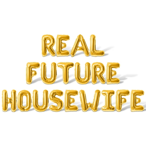 Letter Balloons - REAL FUTURE HOUSEWIFE 16" Inch Alphabet Letters Foil Mylar Balloon Bachelorette Party Banner (Gold)