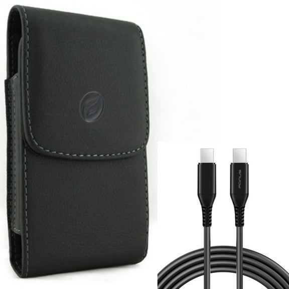 For Galaxy A73 /A23 /A14 /A13 - Case Belt Clip w 6ft Long USB-C Cable, Leather Holster Cover, PD Fast Charger Cord Power Wire for Samsung Galaxy A73 /A23 /A14 /A13 5G