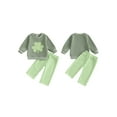 thumbnail image 2 of Baby Toddler Boy 2Pcs Fall Outfit 0 6 12 18 24 Months 2T 3T Long Sleeve Shamrock Sweatshirt + Plaid Trousers Set Toddler Clothes, 2 of 9