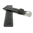 thumbnail image 3 of Bandini 22mm Mens Genuine Leather Watch Band Strap - Black With White Stitch - Alligator Pattern - Square Edged, 3 of 5