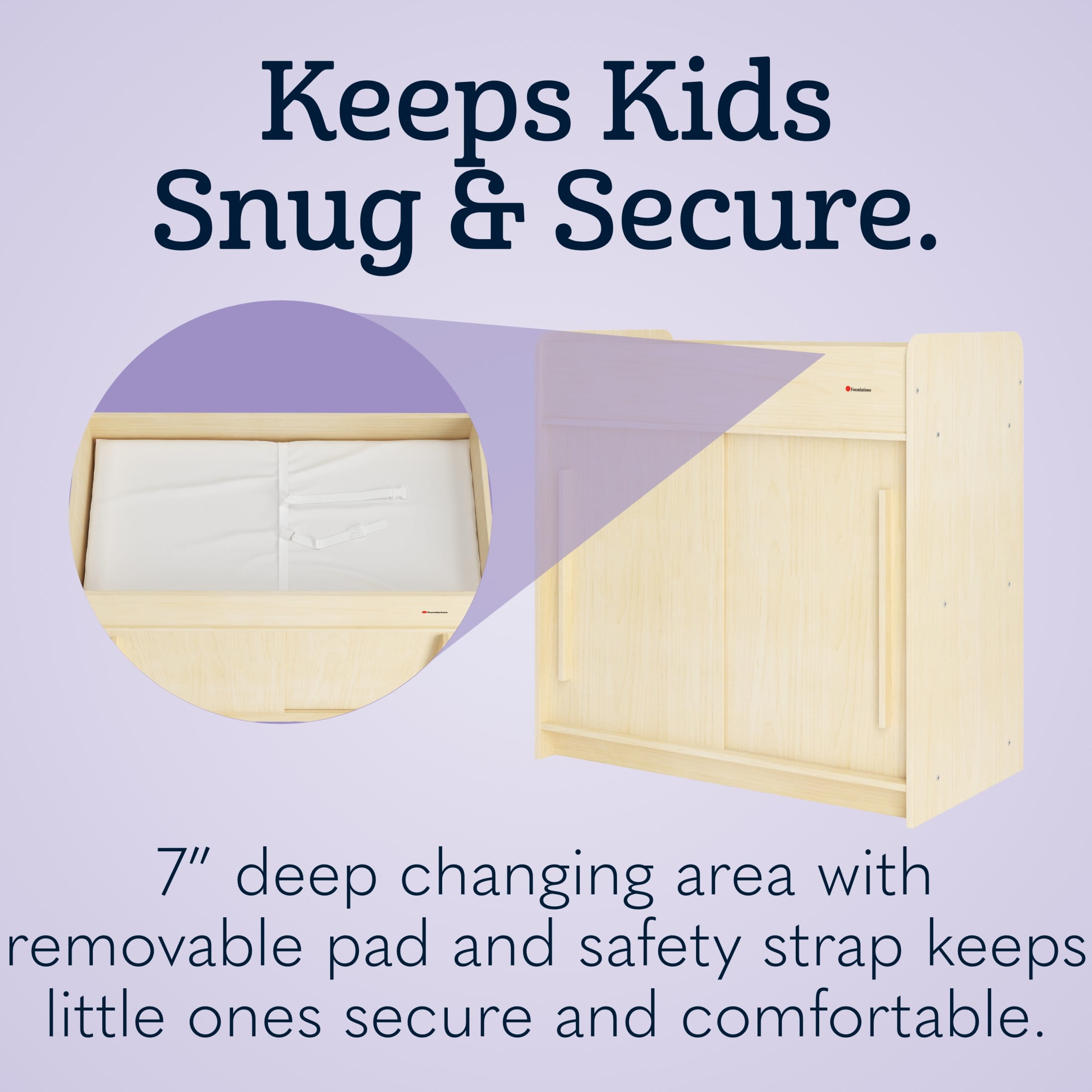 Foundations SafeGlide Changing Table, Built-In Storage, Gliding Doors, Natural