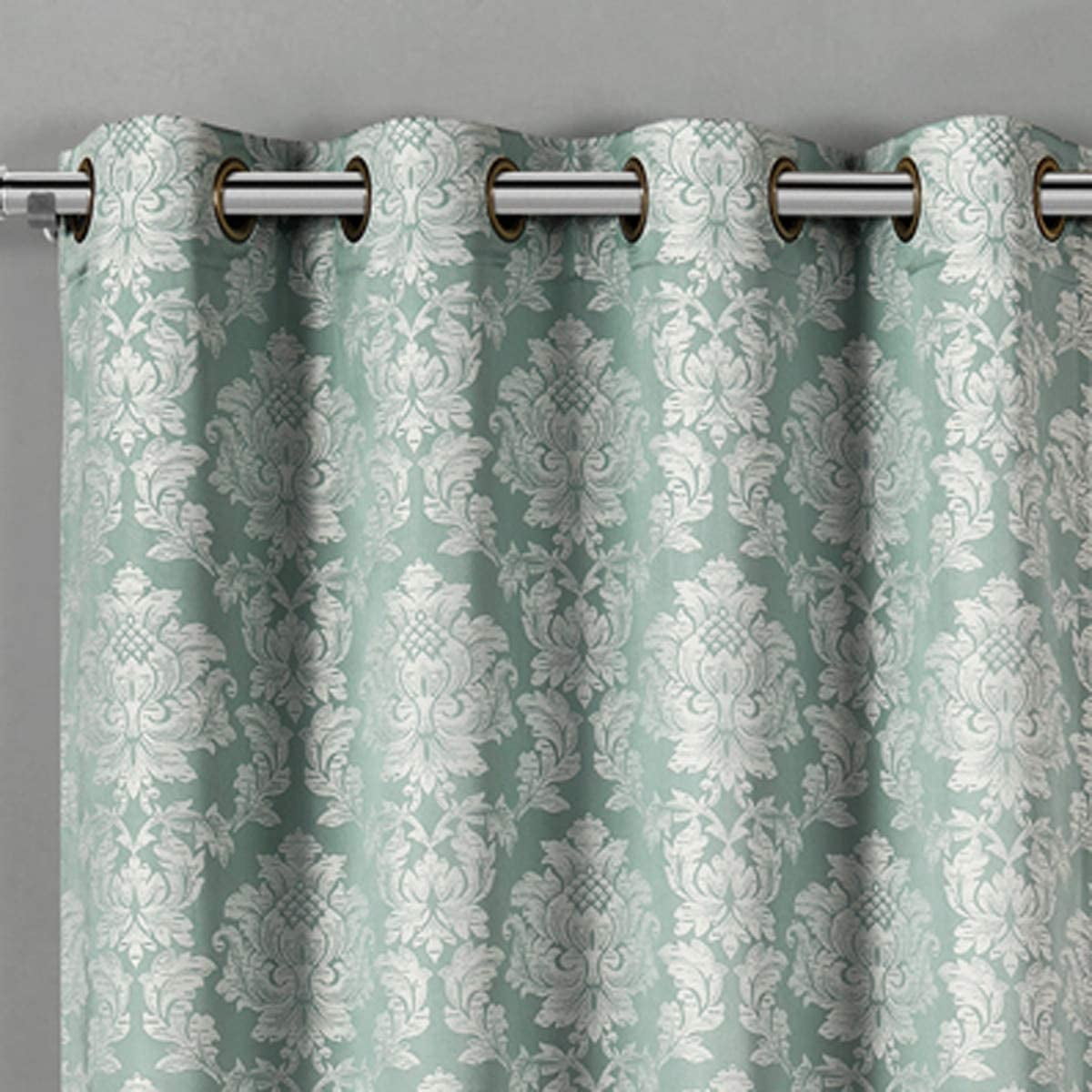 Sheetsnthings Aryanna 108-Inch Wide x 120-Inch Long, Jacquard Set of 2 Blackout Grommet Top Curtains, Aqua