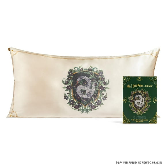 Funda de almohada Kitsch x Harry Potter Slytherin de satén tamaño king