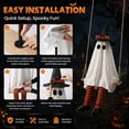 thumbnail image 7 of Luckky 6 FT Large Hanging Swing Ghost with Witch Hat & String Lights,Eerie Halloween Outdoor Hanging Ornament for Porch Patio Front Entrance Yard Party Decor, 7 of 7