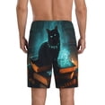 thumbnail image 2 of Mens Pajama Pants - Halloween Mysterious Notebook Black Cat Sleep Shorts Mens Pajama Shorts, Comfy Pj Pants for Mens Lounge Shorts, 2 of 5