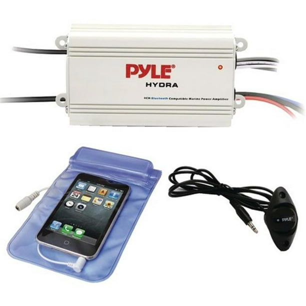 Pyle Audio PLMRMB4CW 200W Hydra Série Kit Amplificateur Marin avec Bluetooth - 4 Canaux