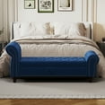 thumbnail image 5 of Modern Velvet Upholstered End of Bed Bench, Button Tufted Chaise Lounge Storage Ottoman with Backrest and Armrest for Bedroom Living Room, 5 of 9
