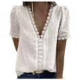 thumbnail image 1 of Birdeem Mode Femmes Été Col en V Dentelle Patchwork Manches Courtes Haut Blouse Aguichant, 1 of 8
