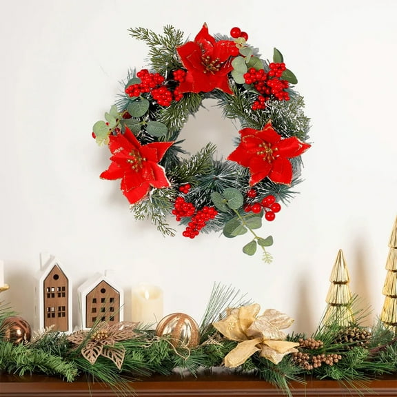 up to 90% off karymi Christmas Wreath Indoor and Outdoor Christmas Decoration Winter Wreath Christmas Flower and Golden Ball Christmas Wreath Christmas Decoration Pines Cones Birthday Gifts
