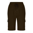 thumbnail image 4 of guisaled Long Cargo Shorts for Men Casual Below Knee Twill Cotton Capri Pants Relaxed Fit Drawstring Elastic Waisted Hiking Shorts with Pockets Valentines Day Gifts, 4 of 6