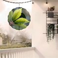 thumbnail image 6 of Vibrant Metal Hanging Wind Spinner with Concentric White Lines & Green Leaf Design Perfect for Yard & Garden Decor, 6 of 6