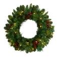 thumbnail image 2 of Nearly Natural 20in. Frosted Pine Artificial Christmas Wreath with Pinecones, Berries and 35 Warm White LED Lights, 2 of 5