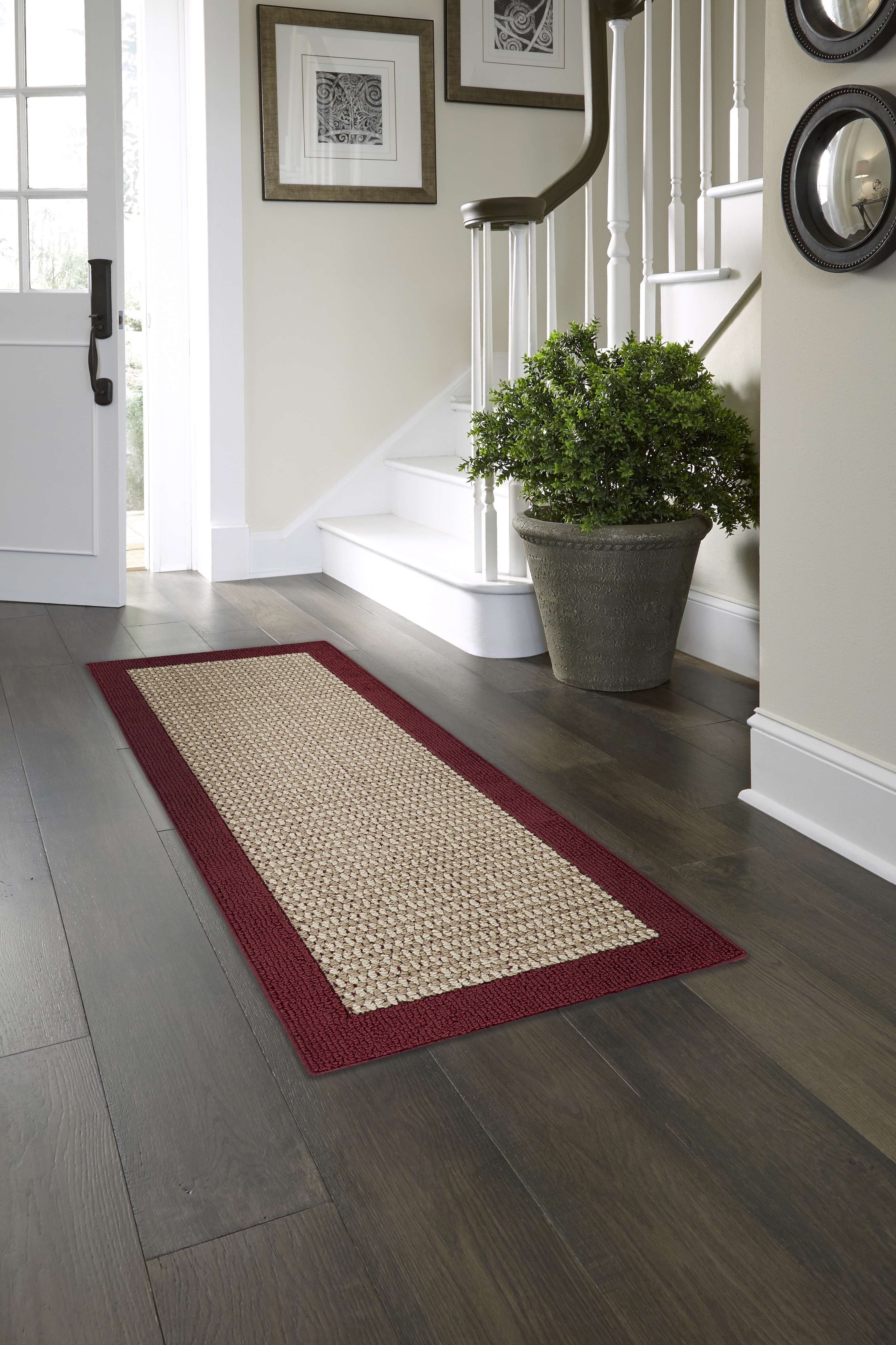Mainstays Machine Washable Faux Sisal Red Border Indoor Accent Rug Set, 3-Piece Set