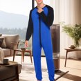 thumbnail image 6 of Joernso Men Jumpsuit O-neck Long Sleeve Hip Buttoned Front Closure One-piece Pajamas Warm Sleepwear Homewear, 6 of 8