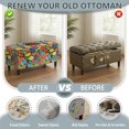 thumbnail image 6 of FOR U DESIGNS Colorful Flower Dachshund Print Ottoman Slipcover Stretch Flip-Top Storage Stool Cover Washable Rectangle Footrest Cover with Elastic Band, Non-Slip Removable Bench Protector for Kids, 6 of 7
